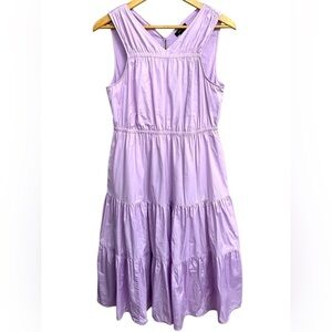 Halogen Women’s Sleeveless Tiered Poplin Dress Purple Bloom Lavender Size Medium